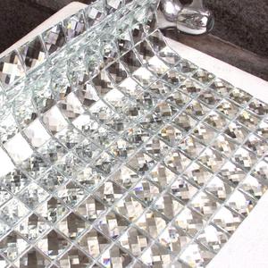 Diflart Mirror Backsplash, 3/4 Inch Silver Square, Crystal Diamond Mirror Glass Mosaic Tile for Kitchen Bathroom Wall, Pack of 5 Sheets