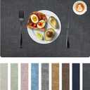 Placemats Set of 6 Faux Leather Heat Resistant Tables Mats Waterproof Oilproof Wipeable Reversible Anti-Slip Place Mats for Kitchen/Dining/Party/Outdoor 11.8" x 16.9", Dark Gray