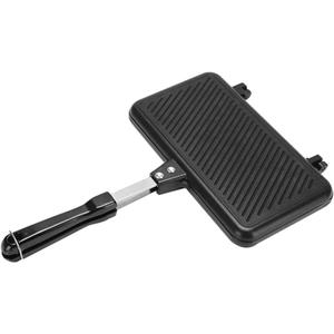 Hemoton Double-Sided Non-Stick Sandwich Maker Pan Aluminum Frying Pan for Breakfast Grilled Cheese and Campfire Cooking