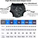 AQX Adult Diaper Cover for Incontinence, High Waist Active Waterproof Latex Pants, Noiseless Reusable Washable Pull Up Plastic Pants (NC High Waist L)