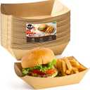 ZORRITA 4 LB Large Paper Food Trays, 50 Pack Disposable Nacho Trays Kraft Paper Food Boats Party Serving Baskets for Nachos Sandwiches Burgers Popcorns Salads Snacks