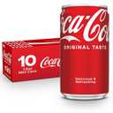 Coca-Cola Soda Soft Drink Fridge Pack Mini Cans, 7.5 fl oz, 10 Pack (BBD - 11/10/2025)
