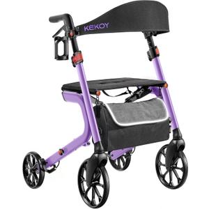 KEKOY Rollator Walkers for Seniors with Seat, 400lb Foldable Walker-Purple