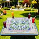 Mahjong Mat for Table, Non-Slip & Quiet Table Cover for American Mahjong, Poker, Card, Board & Tile Games,Includes Portable Tote Bag (31.5x31.5 Inch Flowers Birds)
