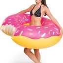 BigMouth Inc. Giant Frosted Donut Pool Float, 4' Wide, Inflatable Floatie Tube, Blow Up Swim Ring, Outdoor Summer Pool Party Water Toy
