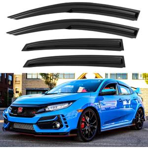 Window Visors Rain Guards Shield for 2016-2021 Honda Civic Hatchback, Out-Channel Window Vent Wind Deflectors Visors Shades for 16-21 Civic (Not for Sedan