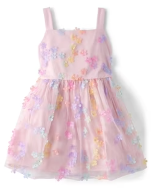 The Children's Place,Girls,Dressy Dress, Short Sleeve Bright Pink, 6