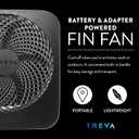 Treva 10-Inch Portable Fan, Powered by Battery and/or AC Adapter - Desk Fan Air Circulating with 2 Cooling Speeds for Personal and Travel Use (Black) (OOS)