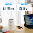 Tower Power Strip with 1 Dedicated PD 20W Fast-Charging Port, 12 Outlets, 5 USB Ports (3 USB-C), 1800J Protector, Desk Charging Station for Multiple Devices,10FT Extension Cord, Home Office Essentials