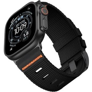 Tactical Nylon Bands for Apple Watch Ultra 3/2/1 Band 49mm 46mm 45mm 44mm 42mm Men,Rugged Military Fabric Sport Straps with Reinforced Connector for iWatch Ultra Series 11/10/9/8/7/6/5/4/3/2/1/SE