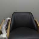 COLAMY Bar Stools Set of 2, Modern Swivel Bar Chairs, Adjustable PU Leather Upholstered Barstools Counter Height with Full Backrest for Bar, Dining Room, Kitchen Island, Black