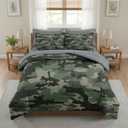 Pamnest Comforter Set Full Size, Camo Army Camouflage 7 Pcs Bedding for Kids and Adults, Military Bed Sheet Sets with Fitted Sheet 2 Pillowcase & 2 Sham for Bedroom Bed Decor