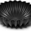 Large Decorative fruit bowl for Home Decor Modern Handicraft Key Bowl for Entryway Table Ruffle Centerpiece Stylish Purse Bowl for Kitchen Counter Coffee Table(Artificial Stone Black)