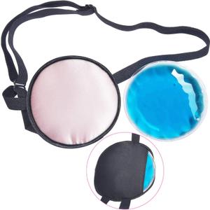 Cooling Eye Patches for Puffy Eyes, Pure Silk Ice Eye Patch, Single Eye Mask, Medical One Eye Cover Cold Hot Therapy Strabismus Lazy Eyes After Surgery Adult Kid Pirate Eyepatch (Pink)