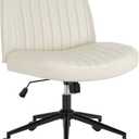 OLIXIS Criss Cross Legged Chairs with Wheels Armless Swivel Wide Seat Height Adjustable Padded PU Leather Home Office Desk Seating for Bedroom, Student, Study Room