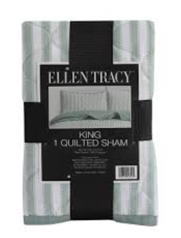Ellen Tracy Stripe Single King Quilted Sham - Green, 20 x 36