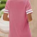 SHEWIN Women's Fashion Casual Crewneck Color Block T Shirts Short Sleeve Summer Tops Tees Slim Fit