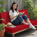idee-home Outdoor Bench Cushion Waterproof, Bench Cushions for Outdoor Furniture, Patio Porch Swing Replacement Seat Pad with Ties for Garden Backyard, 48 x 18 Inch Red