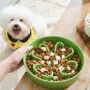 LE TAUCI Slow Feeder Dog Bowls Ceramic, 1.5 Cups Dog Food Bowl, Puppy Slow Feeder Dish for Fast Eaters, Clover Green