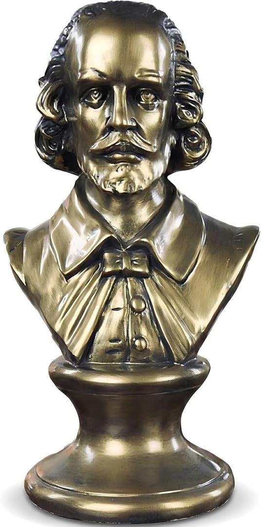 Resin Statue of William Shakespeare Bust, Vintage Bust Sculptures Home Decor for Living Room, 12 Inch Aesthetic Shelf Decor for Office Table, Unique Broadway Gifts, Renaissance Style