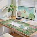 XXL Jungle Mouse Pad, Smooth Computer Desk Mat, Non Slip Large Mouse Pad for Desks, Desk Pad Mat for Keyboard and Mouse, Cute Green Mousepad for Home (Forest Green) (Spring)