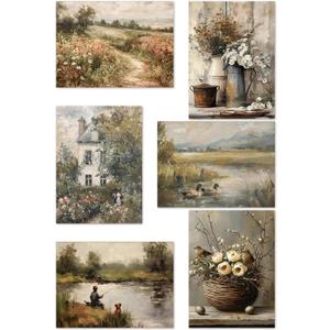 WUDWL 6 Pack Paint by Numbers Kit for Adults Kids, Adults Paint by Numbers Kits, Number Artist Flowers and Plants DIY Acrylic Oil Painting Number Kits for Home Wall Decor Gifts 12x16 Inch (YH01955)