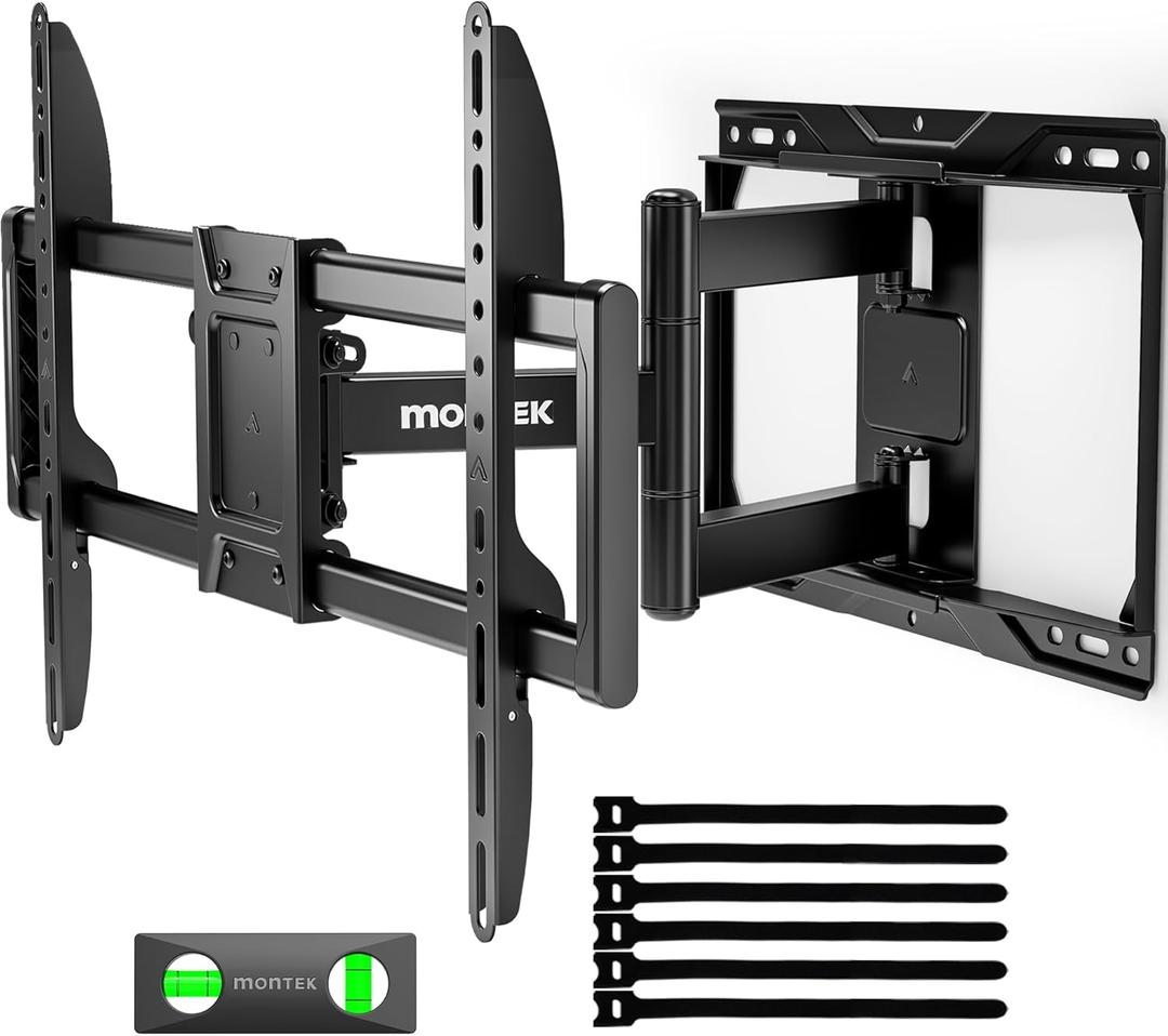 monTEK Full Motion TV Wall Mount for 37-84 Inch TVs, TV Mount Bracket with Articulating Arms, Tool-Free Tilt & Swivel, Extension, Max VESA 600x400mm, Fits 12/16" Wood Studs, Up to 110lbs, 4X Tested