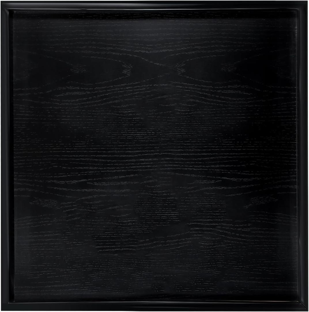 Mumufy 24 x 24'' Square Bamboo Large Serving Tray Platter Serving Tray with Handles Table Top Cheese Platter for Fruit Candy Coffee Dinner Kitchen Party Decorative Display(Black)