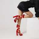 DREAM PAIRS High Heels Chunky Block Platform Heels for Women Strappy Gladiator Sexy Open Toe Heels Dressy Pumps Sandals (Red) 9