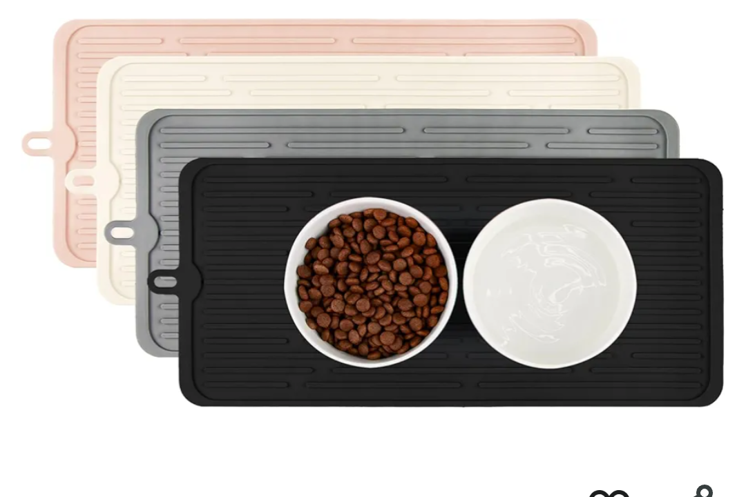 Waterproof Pet Placemat,Feeding Mats,Non Slipping Cat Food Mats,Cat Food Mats for Floor with Lip,Dog Food Mat-Beige
