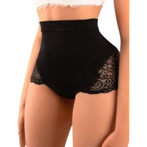 Sexy Underwear Women High Waisted Tummy Control Panties Thongs Underpants (Small, Black)