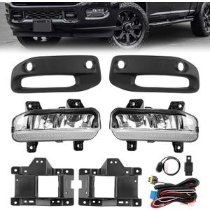 LED Fog Lights Compatible with 2019-2022 Dodge Ram 2500 3500, Front Bumper Fog Lamp Assembly Kit with Brackets, Switch & Wiring Harness, Replaces OE 68273291AB 68273292AB