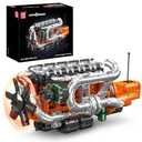 Mould King 10200 V8 Engine Model Kit for Truck, MOC Engine Model Kit with Transmisslon, Engineering Model Building Kit with Battery 3236 PCS