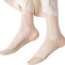 5 Pairs Sling Liner Socks, Women'S Ultra Low Cut No Show Half Liner Socks With Slingback, Non Slip Hidden Invisible Socks for Heels, Toe Topper Liner Half Socks for women,yellow