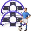Onini Upgrade 4 Foot Pop Up Soccer Goals Blue - Portable Foldable Training Football Net with Target and Bag - Ideal for Toddler, Boys, Youth Outdoor Sports Games(2 Pack) (4 FT Round)