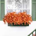 2 x 20 Bundles Artificial Fake Fall Plants Flowers for Outdoor Decorations, Fake Mums Silk Colorful Daisy Realistic UV Resistant, Fall Fake Flowers for Outside Home Planter Porch Patio Autumn Decor (Orange)