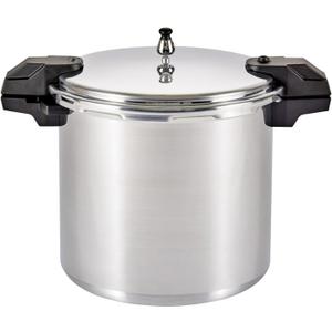 MIRRO 22qt Aluminum Pressure Canner with 3 Regulators & double Cooking Racks, 5/10/15 PSI