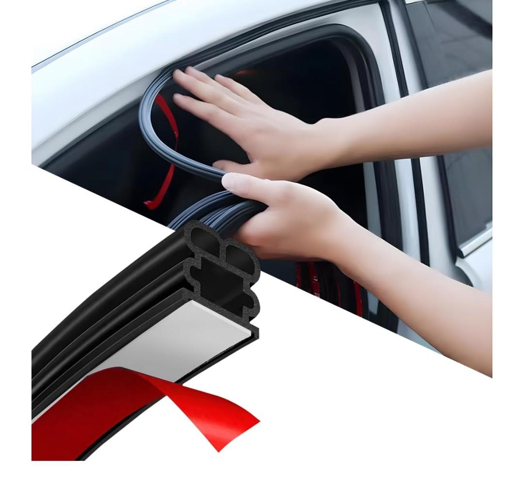 Car Door Seal Strip, 52.49ft Rubber Double Layer Self Adhesive Automotive Weather Stripping for Windows Hood Trunk, Soundproofing Vehicle Sealing Strip Accessories, Universal Fit