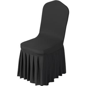 VEVOR Chair Covers, Polyester Spandex Chair Cover, Stretch Slipcovers for Wedding Party Dining Banquet Flat-Front Chair Covers (Black-d, 30PCS)