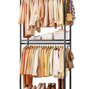 Sakugi Clothes Rack, Heavy-Duty Garment Rack with Shelves & Wheels, Freestanding Wardrobe Organizer with Hooks, Ideal for Bedroom, Laundry, or Balcony, 32.5 x 11.9 x 78.9, Black 