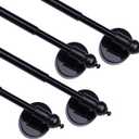 Magnetic Curtain Rods,Multi-Use Adjustable Appliance for Metal Doors,Windows,No Tools Needed16-28 Inch, Black, 4 Pack