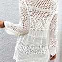 Women Crochet Cardigan Lightweight Tie Front Hollow Out Long Sleeves Summer Knit Cover Cardigans, XL