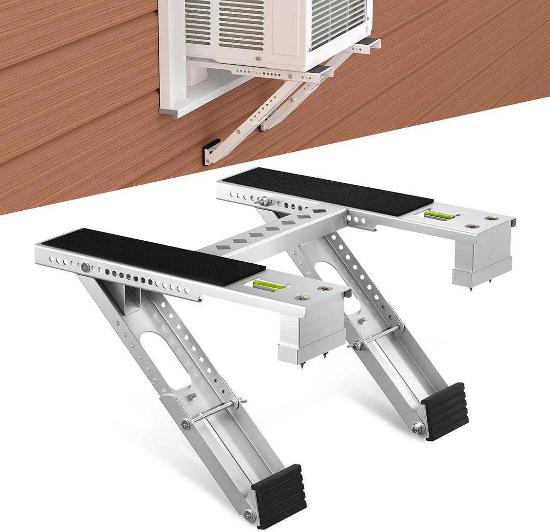 Window AC Bracket, Heavy Duty Window Air Conditioner Support Brackets with 2 Arms, A/C Holder for 5000 Btu to 24000 Btu Outdoor AC Window Units, Max 220 Lb Capacity