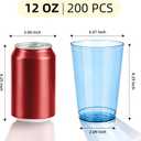 200 Pack Blue Plastic Cups, 12 oz Clear Plastic Disposable Cups, Big Size Fancy Party Cups for Party, Wedding, Reception