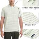 Rouen Men's Polo Shirts Short Sleeve Dry Fit Performance Wicking Moisture Causal Striped Collared Golf Shirts for Men (M)