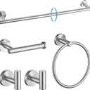 TURS 5 Piece Bathroom Hardware Set Brushed, SUS304 Stainless Steel Bath Towel Bar Set, 24 Inch Bathroom Accessories Kit Wall Mounted