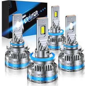 FAHREN H11 9005 Fog Light Bulb Combos, 240W 15,0000LM Lighting Bulb With Fan, 6500K Cool White, IP68 Waterproof, 1:1 Size Plug and Play, Pack of 4