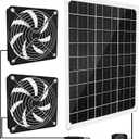15W Solar Powered Fan for Chicken Coop, Solar Panel Exhaust & Intake Fan with Two Waterproof Fans 6.5Ft Cable Installation Kits, Ideal for Greenhouse Dog-House Outside Shed