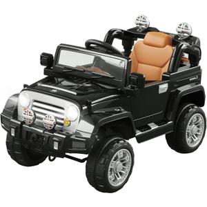 Aosom 12V Kids Ride on Truck, Off-Road Electric Car with MP3 Connection, Working Horn, Steering Wheel, and Remote Control, Black