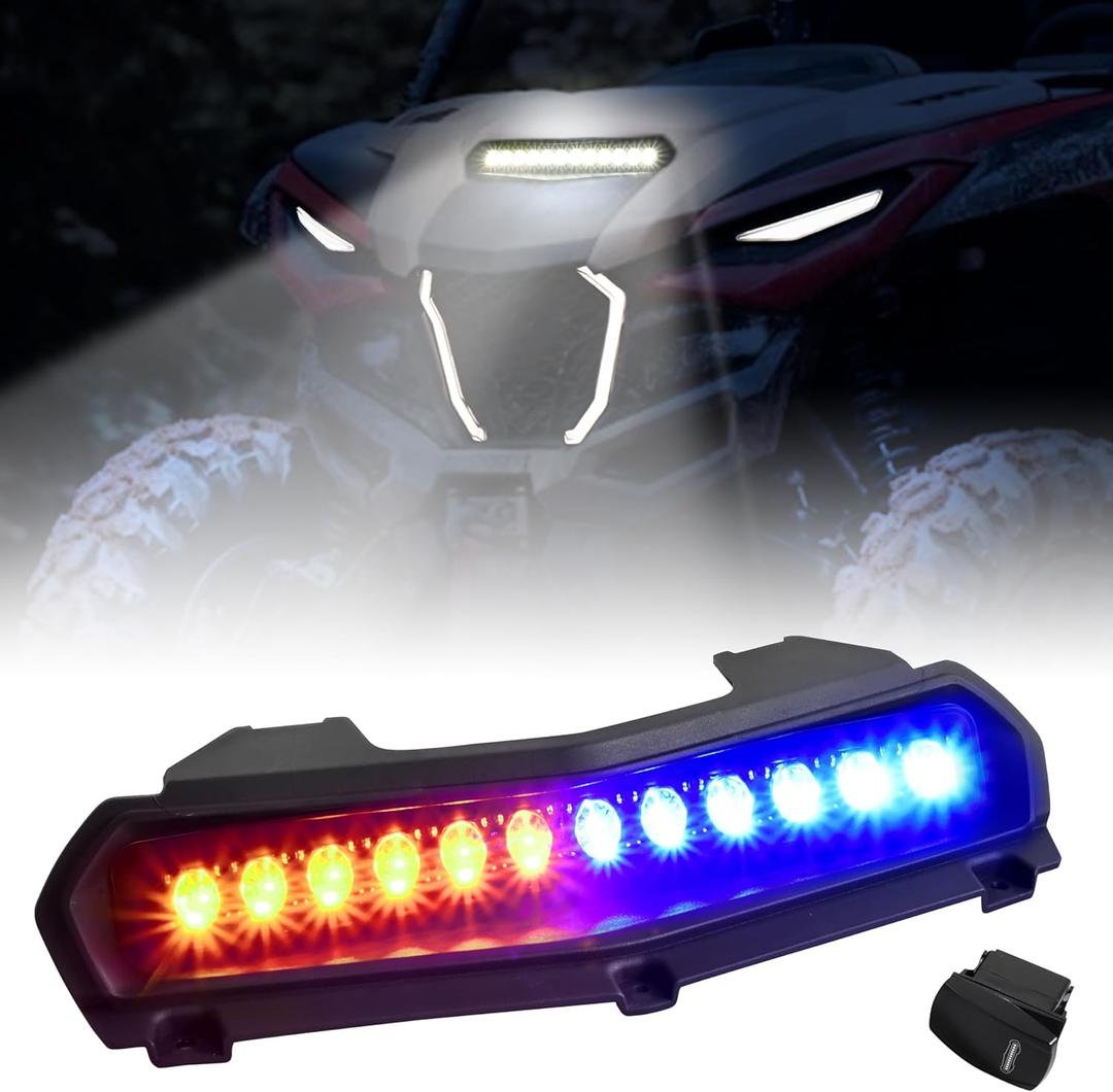 LED Hood Scoop Light for Yamaha RMAX 1000, RGB Hood Spot Light with Blue Amber Strobe Lamp for Yamaha Wolverine RMAX2 RMAX4 1000 2021-2025 Accessories (1PCS)
